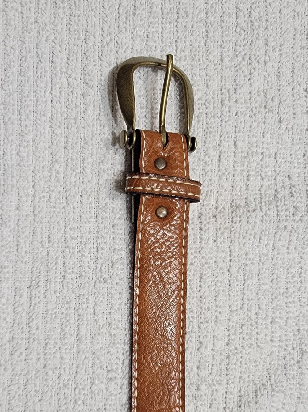 Vintage Women's Brown Leather Belt with Brass Buckle
